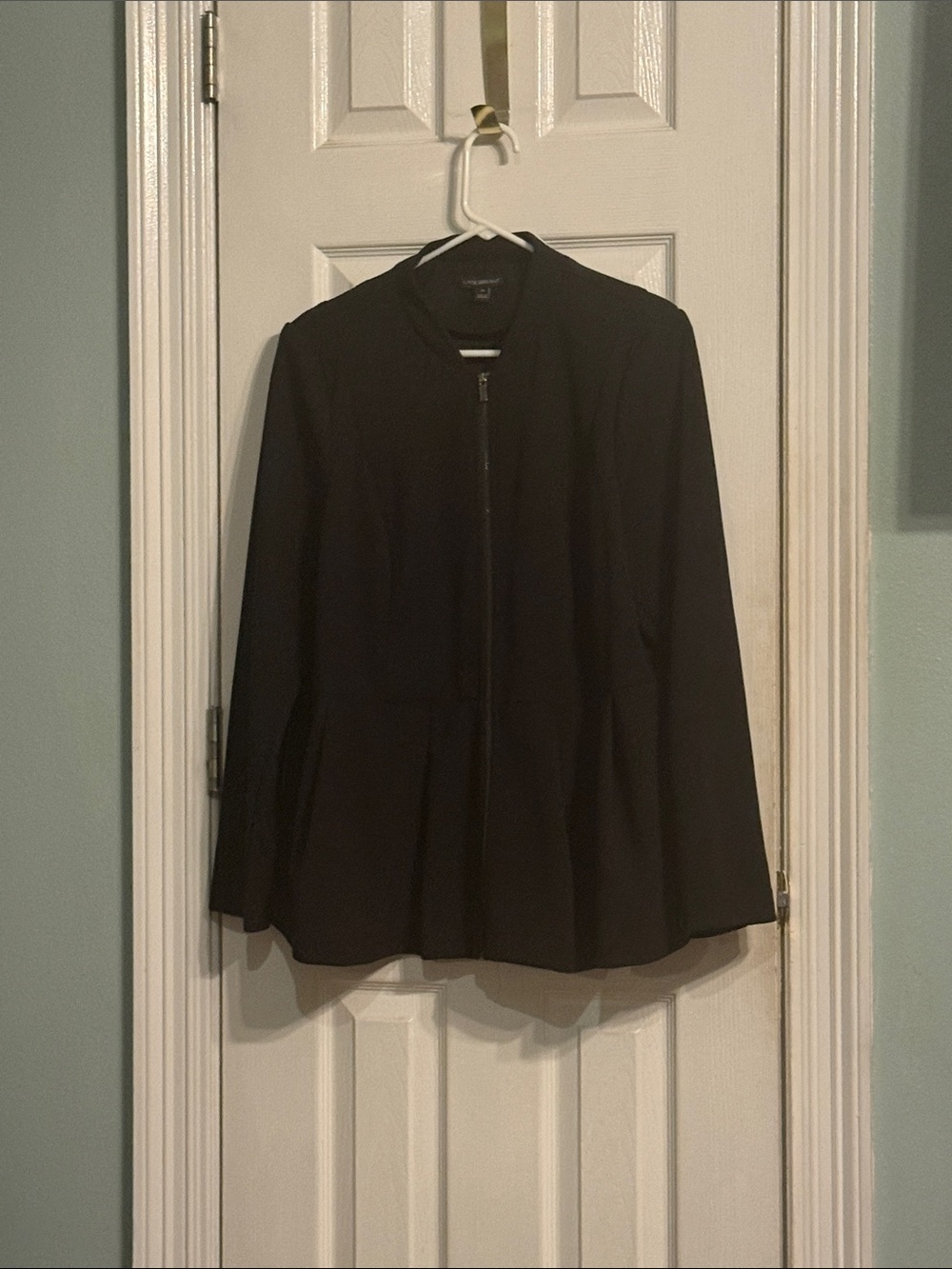 Lane Bryant Black Zip-Front Peplum Blazer